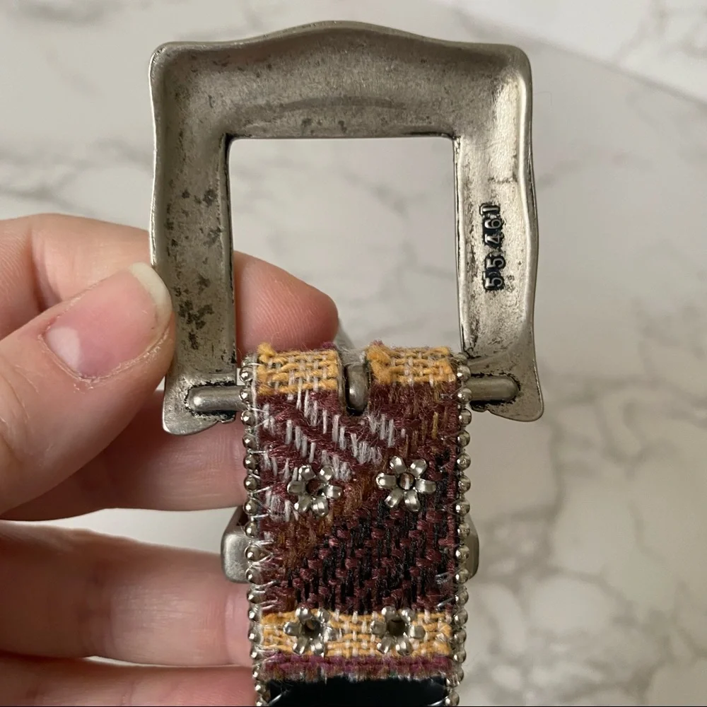 Vintage Elite | Blue Woven Fabric Tapestry Belt - Picture 5 of 11